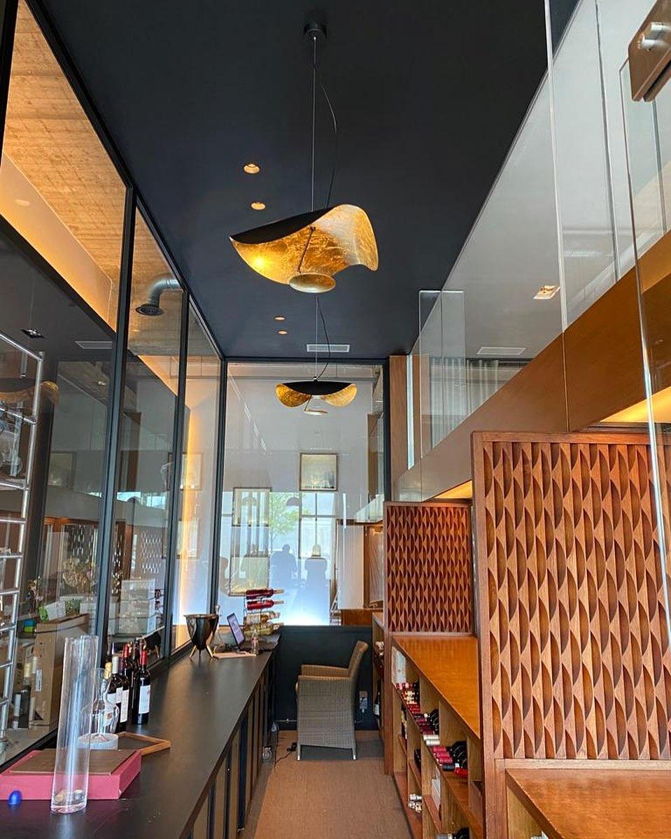 Pendant Lamp Art Deco with Curved Wave Shade and Integrated LED