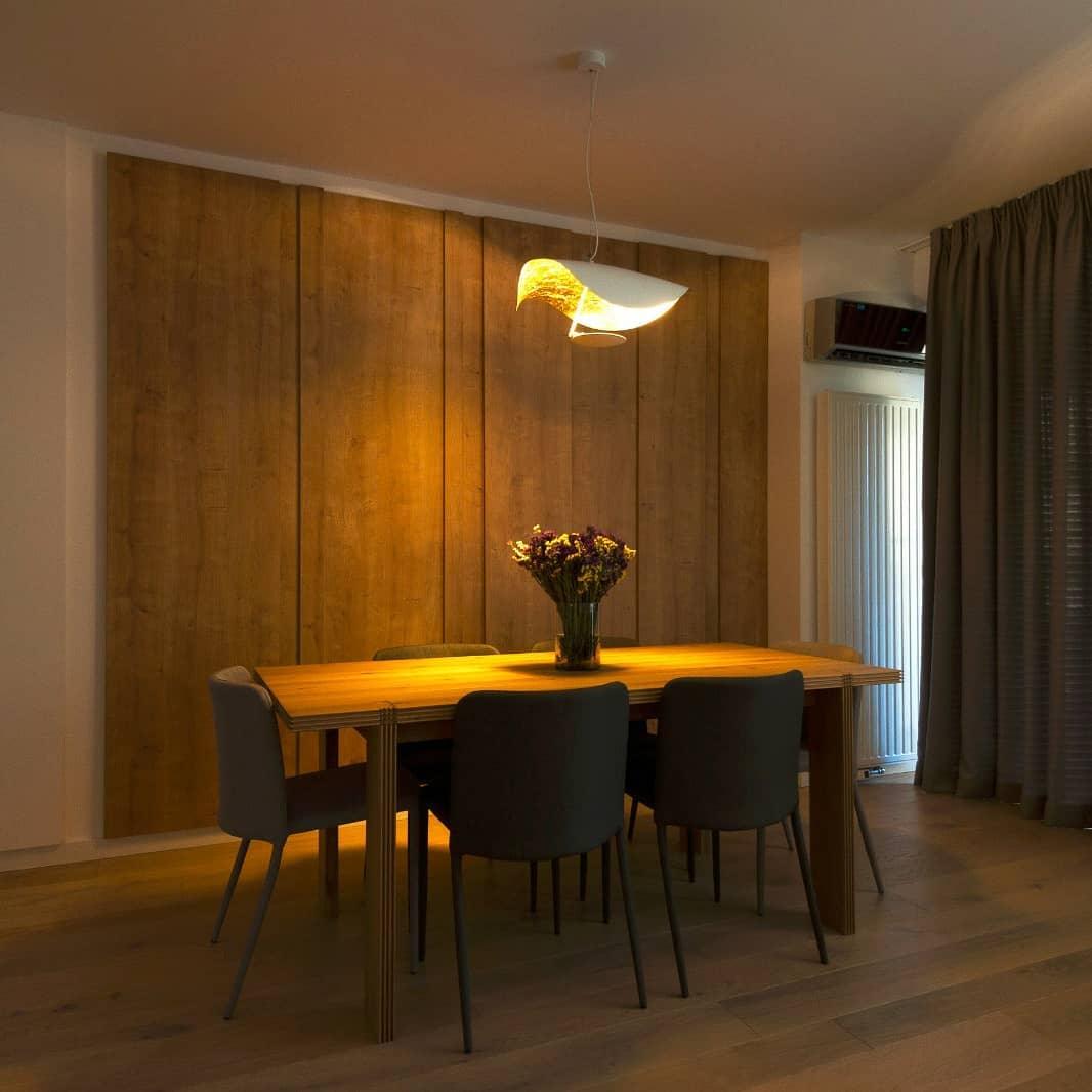 Pendant Lamp Art Deco with Curved Wave Shade and Integrated LED