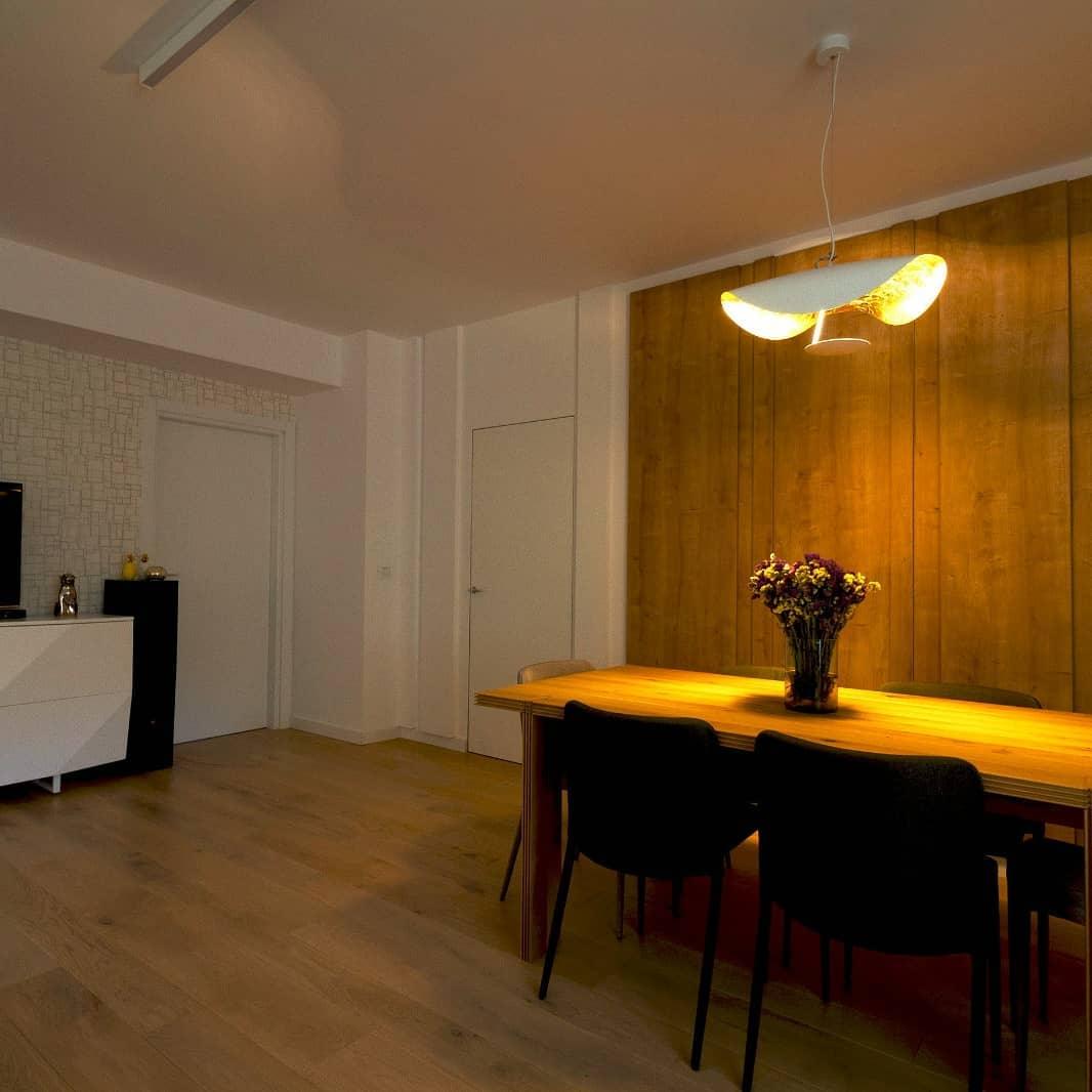 Pendant Lamp Art Deco with Curved Wave Shade and Integrated LED