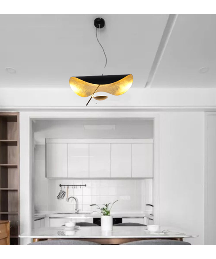Pendant Lamp Art Deco with Curved Wave Shade and Integrated LED