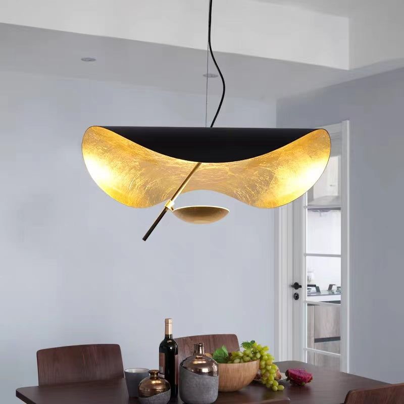 Pendant Lamp Art Deco with Curved Wave Shade and Integrated LED