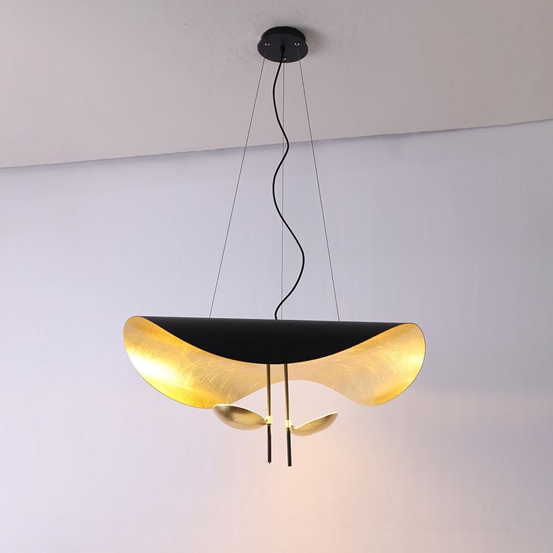 Pendant Lamp Art Deco with Curved Wave Shade and Integrated LED