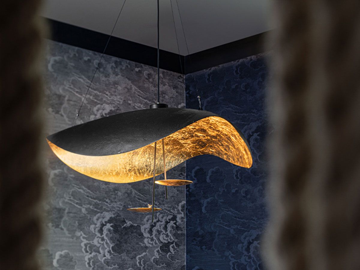 Pendant Lamp Art Deco with Curved Wave Shade and Integrated LED