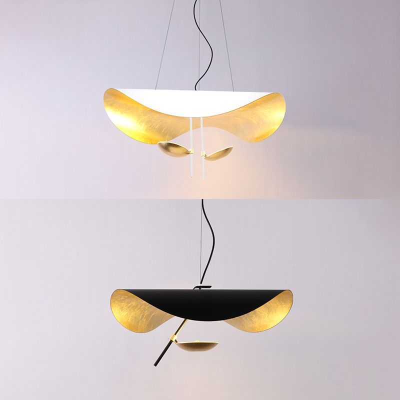 Pendant Lamp Art Deco with Curved Wave Shade and Integrated LED