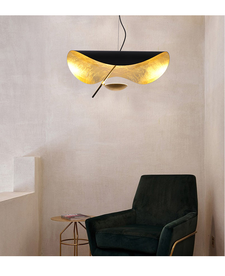 Pendant Lamp Art Deco with Curved Wave Shade and Integrated LED