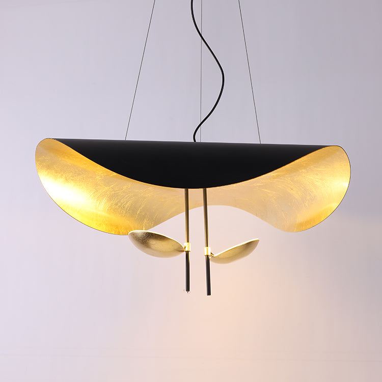 Pendant Lamp Art Deco with Curved Wave Shade and Integrated LED