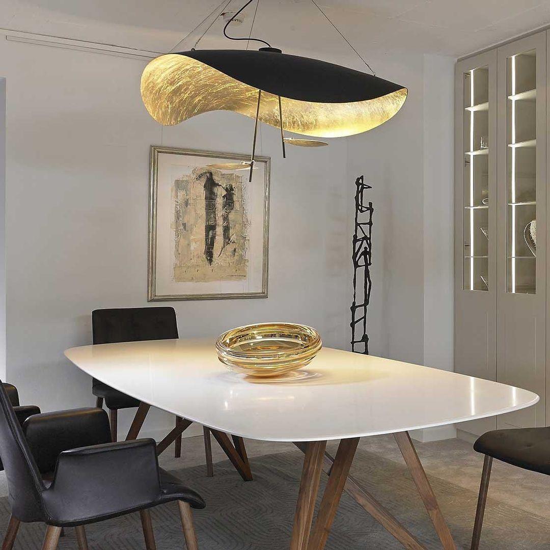 Pendant Lamp Art Deco with Curved Wave Shade and Integrated LED