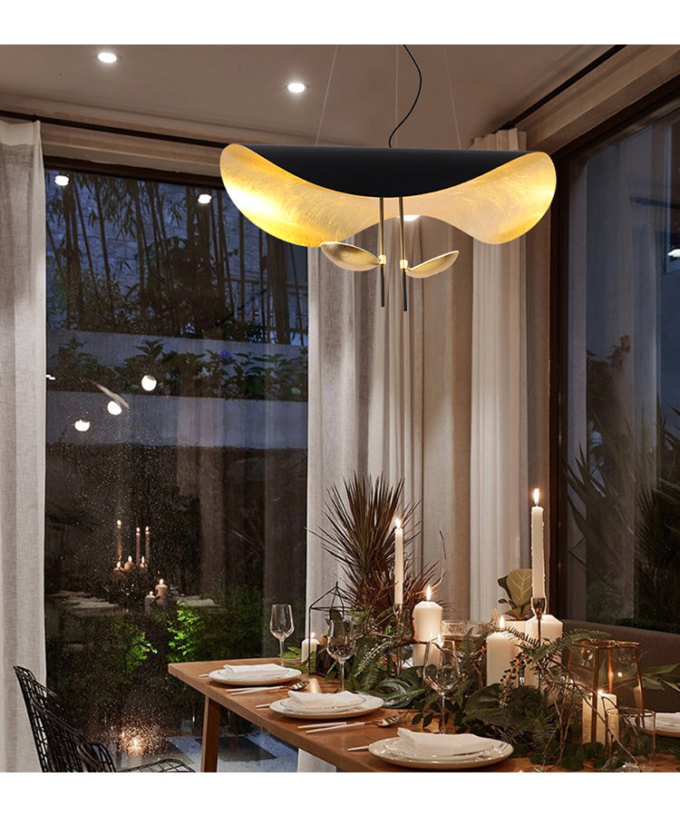 Pendant Lamp Art Deco with Curved Wave Shade and Integrated LED