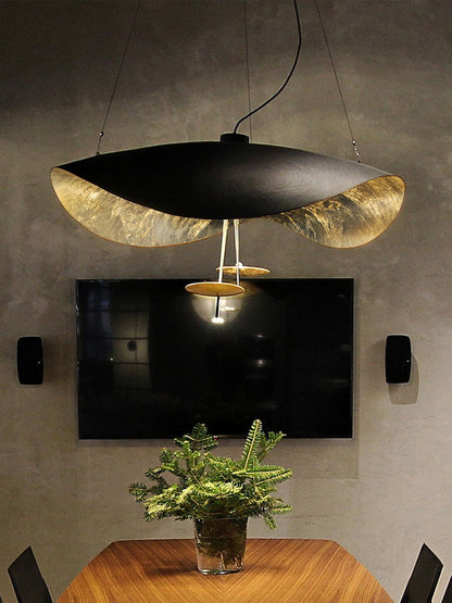 Pendant Lamp Art Deco with Curved Wave Shade and Integrated LED