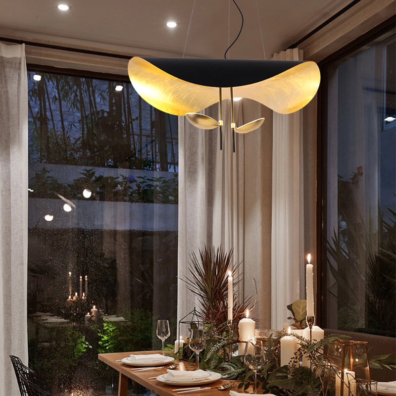 Pendant Lamp Art Deco with Curved Wave Shade and Integrated LED