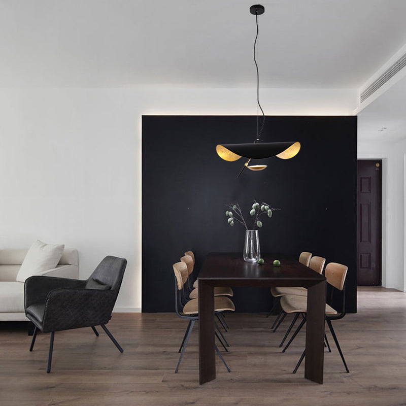 Pendant Lamp Art Deco with Curved Wave Shade and Integrated LED
