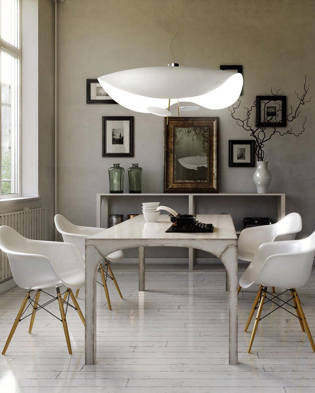 Pendant Lamp Art Deco with Curved Wave Shade and Integrated LED