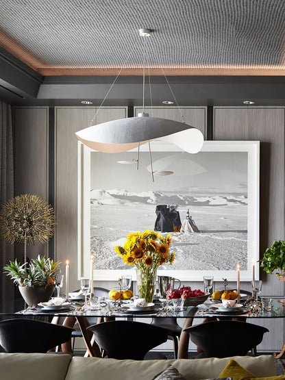 Pendant Lamp Art Deco with Curved Wave Shade and Integrated LED