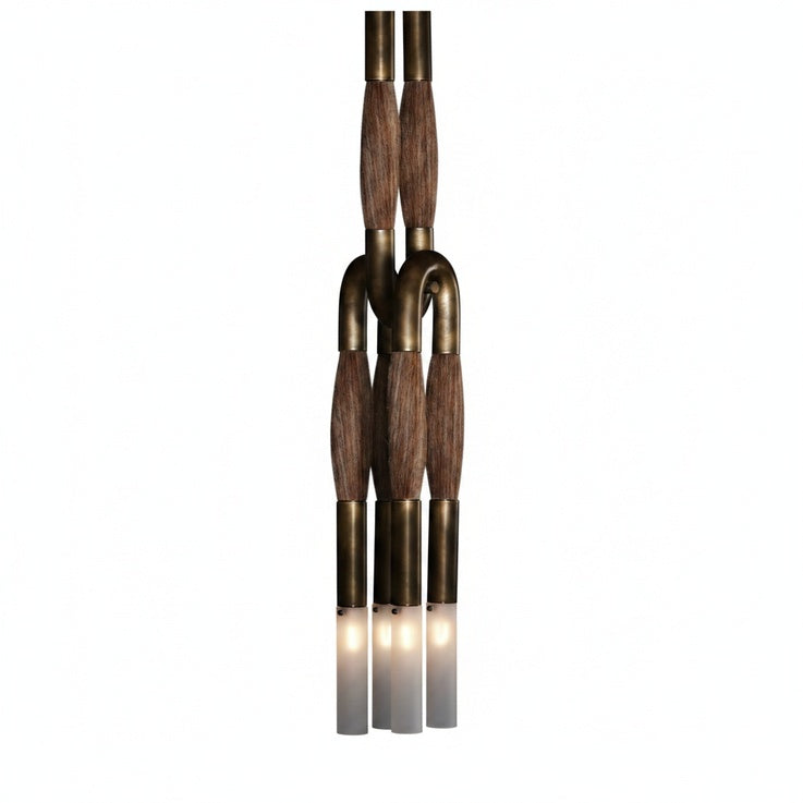 Pendant Lamp Art Deco with Horsehair Tassels and Frosted Glass Tubes