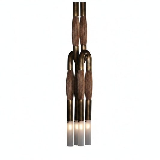 Pendant Lamp Art Deco with Horsehair Tassels and Frosted Glass Tubes