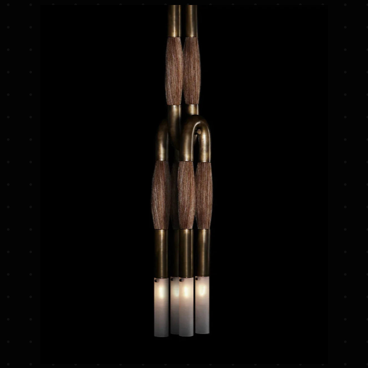 Pendant Lamp Art Deco with Horsehair Tassels and Frosted Glass Tubes