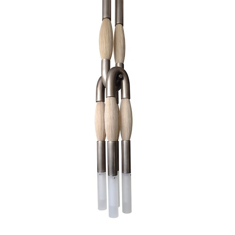 Pendant Lamp Art Deco with Horsehair Tassels and Frosted Glass Tubes
