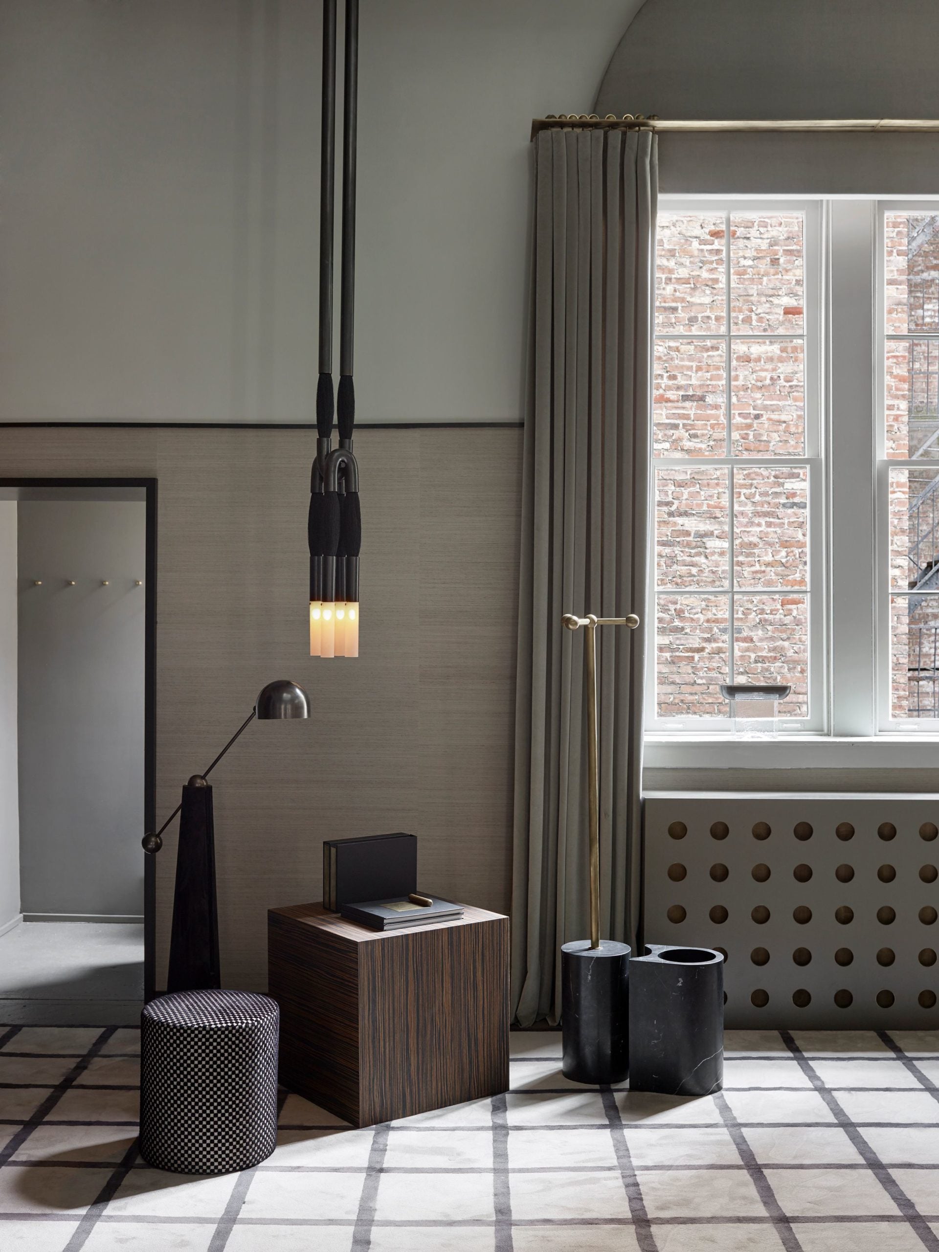Pendant Lamp Art Deco with Horsehair Tassels and Frosted Glass Tubes