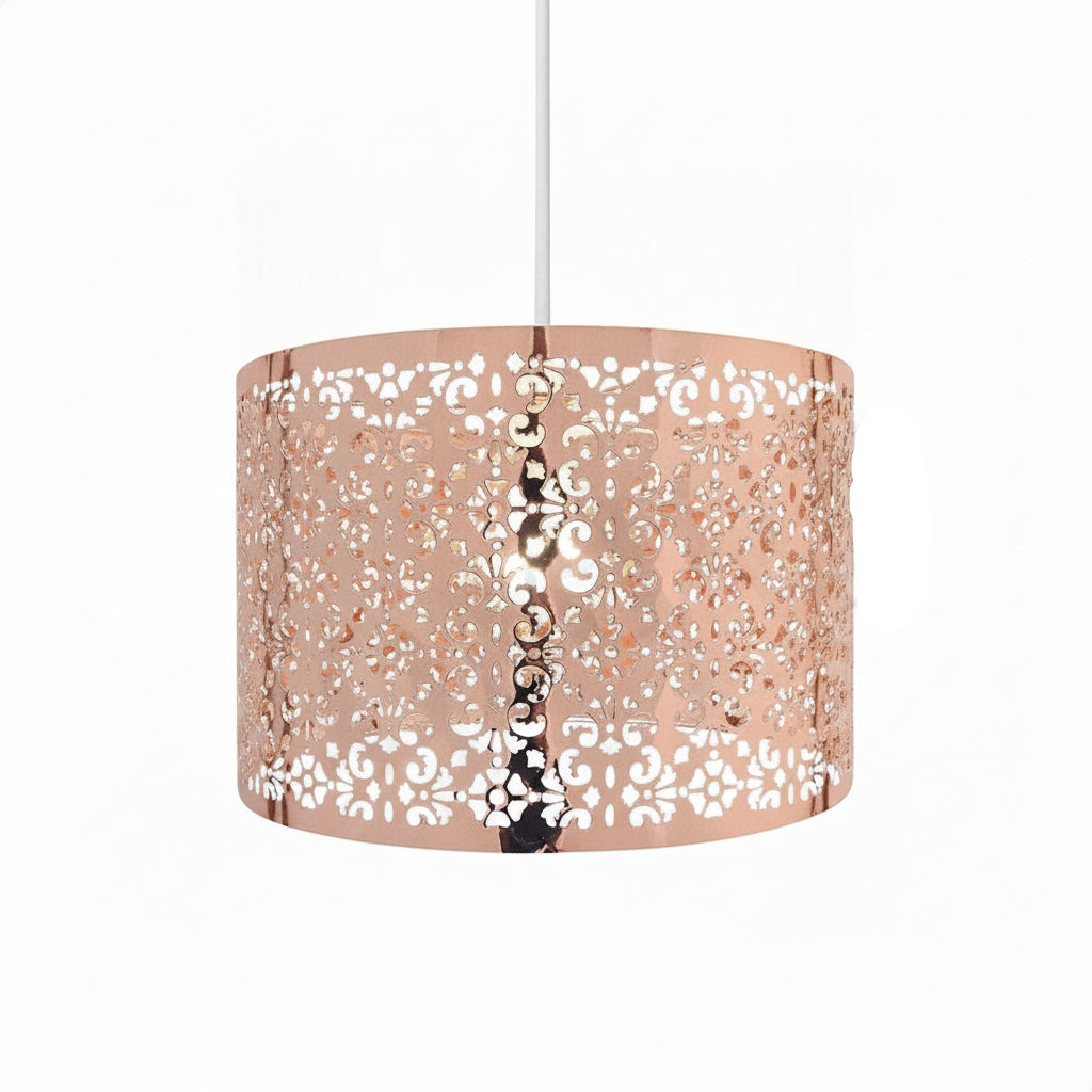 Pendant Lamp Bohemian Moroccan with Cutout Floral Metal Shade