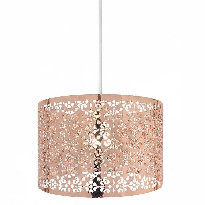 Pendant Lamp Bohemian Moroccan with Cutout Floral Metal Shade