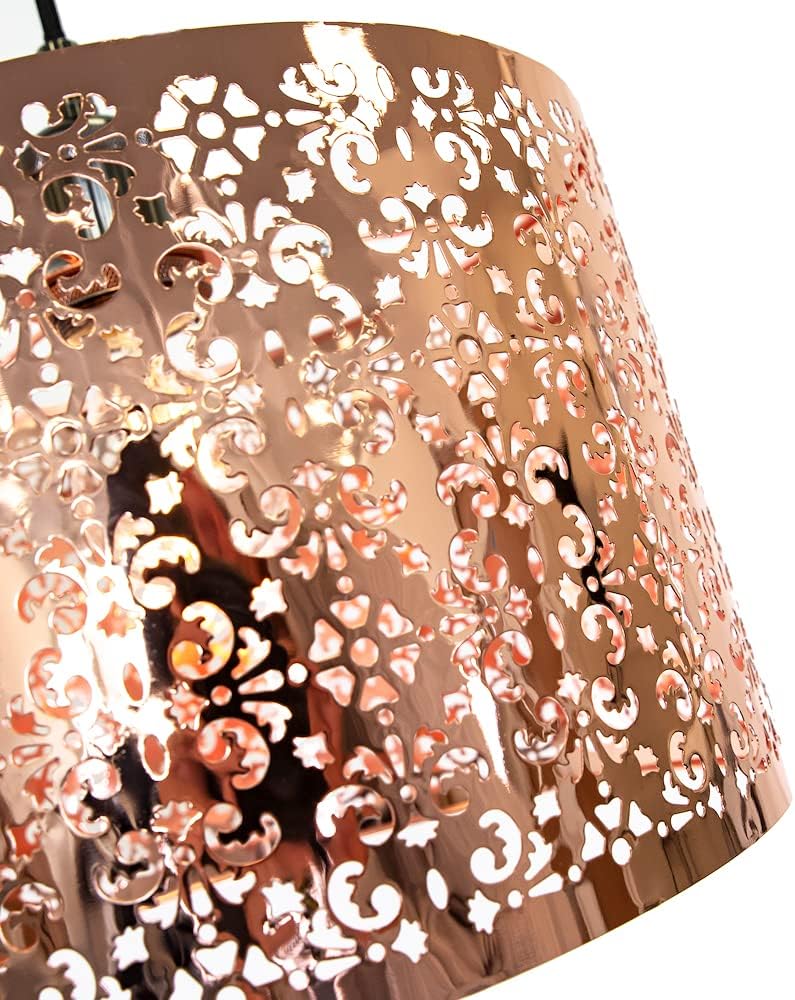 Pendant Lamp Bohemian Moroccan with Cutout Floral Metal Shade
