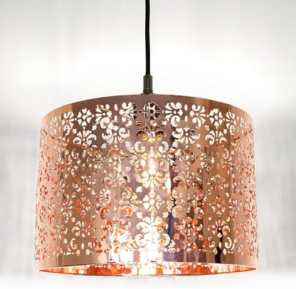 Pendant Lamp Bohemian Moroccan with Cutout Floral Metal Shade