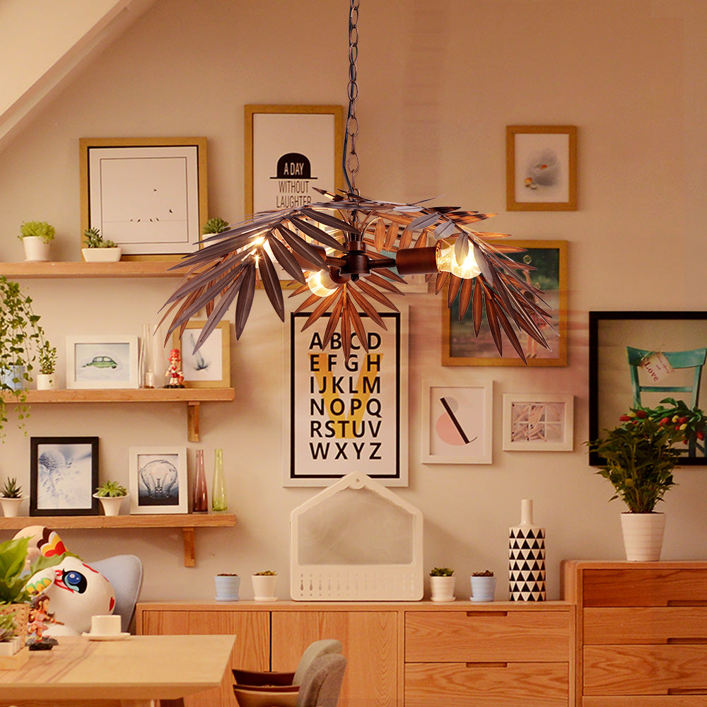 Pendant Lamp Bohemian Palm Leaf Design with Adjustable Cable and E27 Fitting