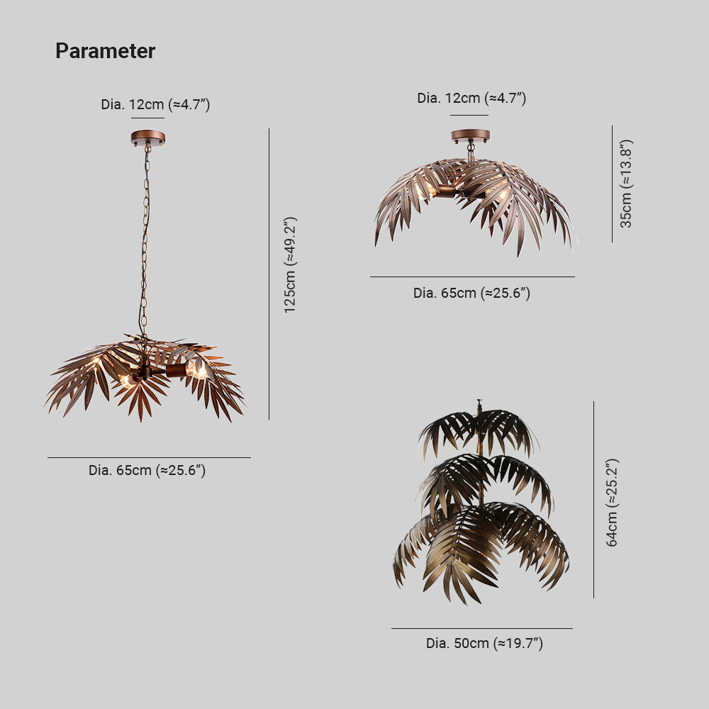 Pendant Lamp Bohemian Palm Leaf Design with Adjustable Cable and E27 Fitting