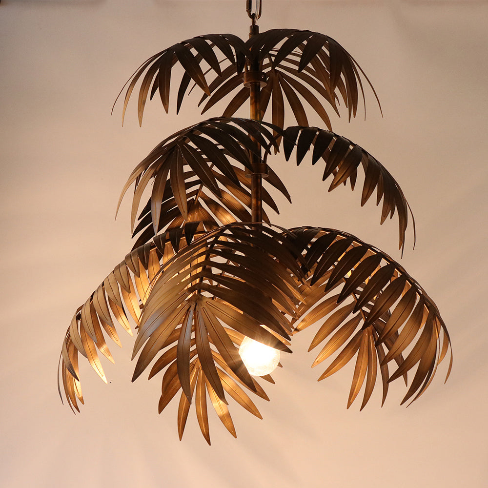 Pendant Lamp Bohemian Palm Leaf Design with Adjustable Cable and E27 Fitting