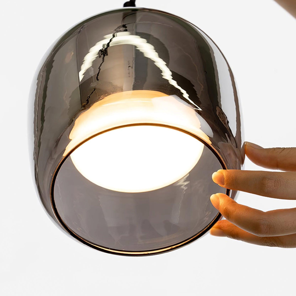 Pendant Lamp Minimalist Modern with Smoked Glass Dome Shade