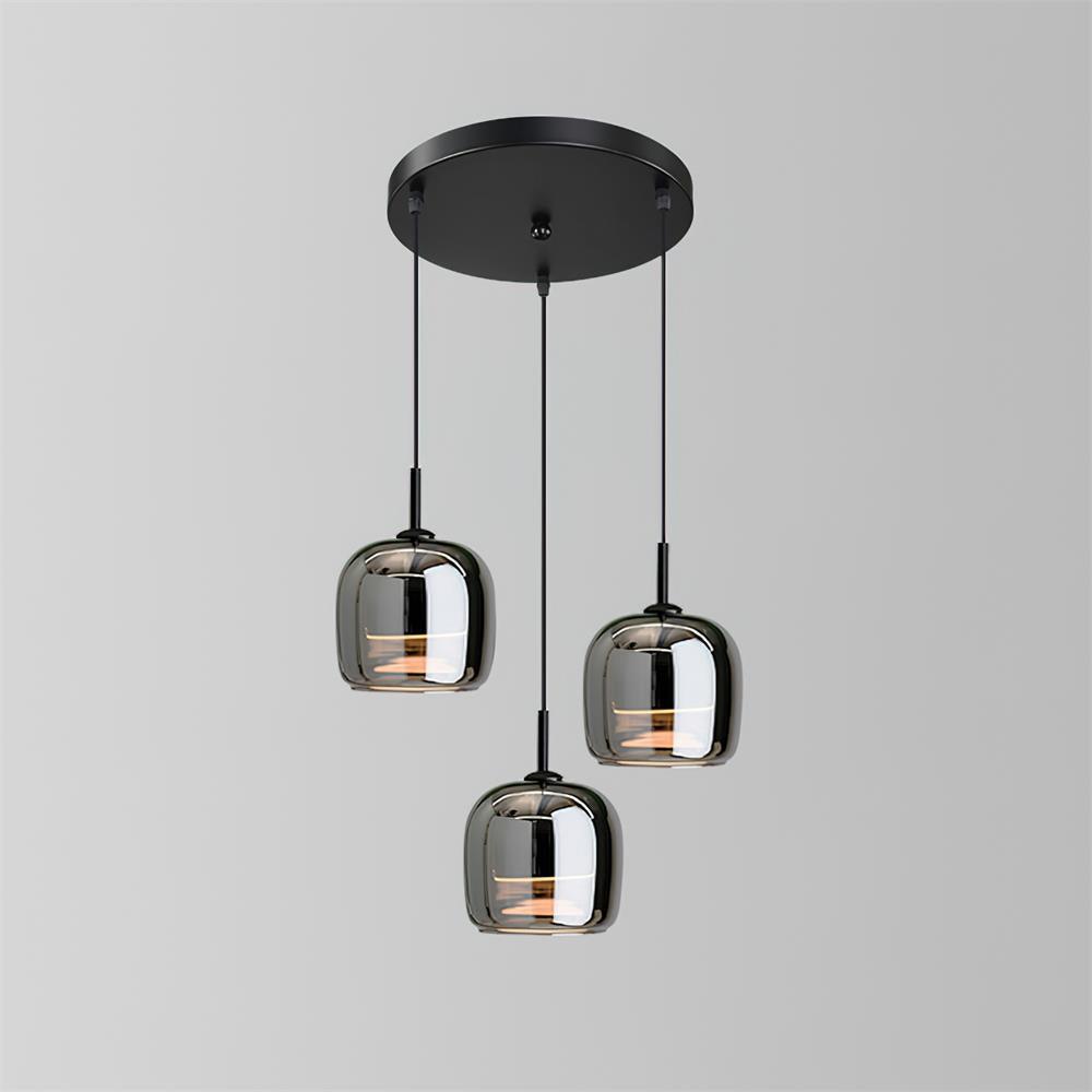 Pendant Lamp Minimalist Modern with Smoked Glass Dome Shade