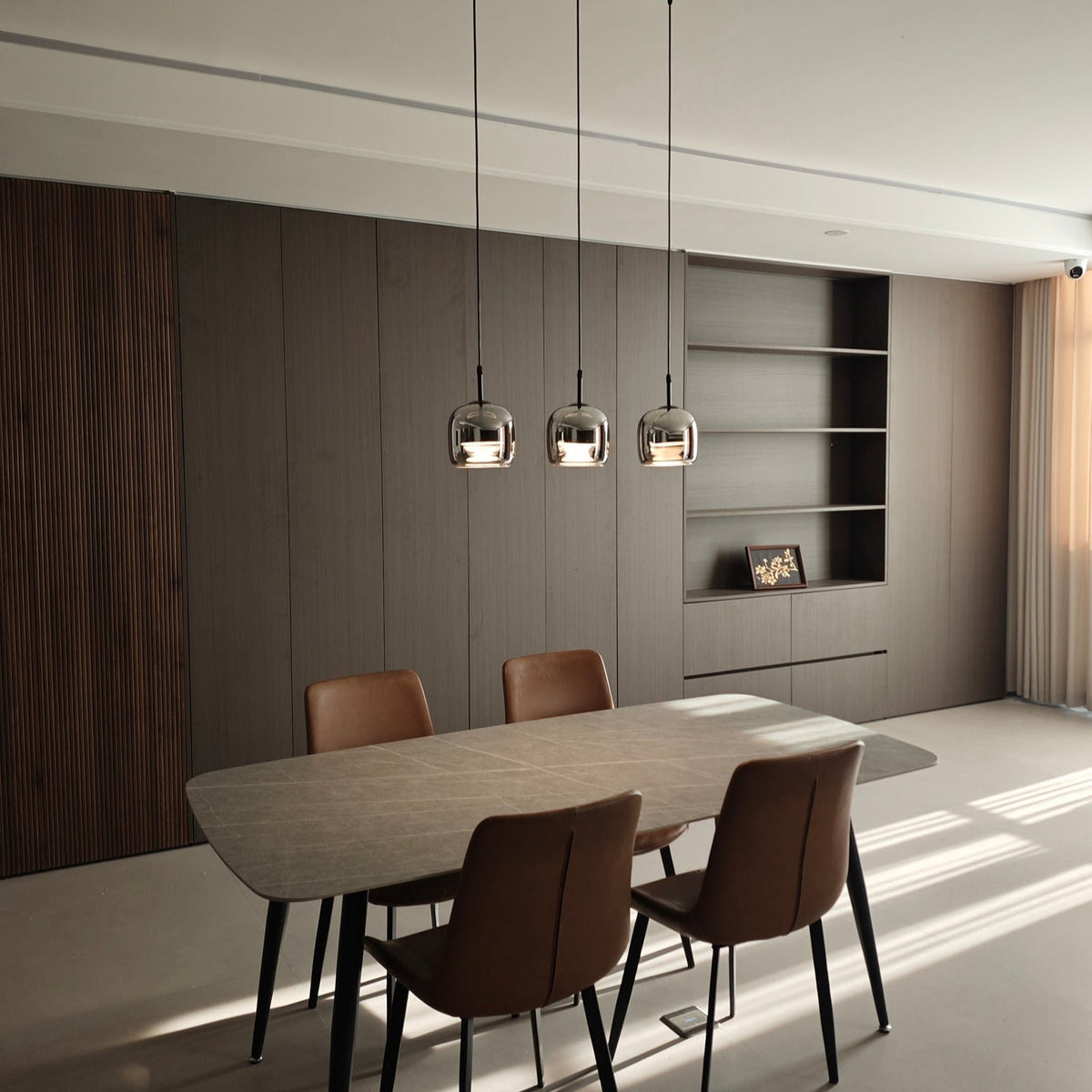 Pendant Lamp Minimalist Modern with Smoked Glass Dome Shade