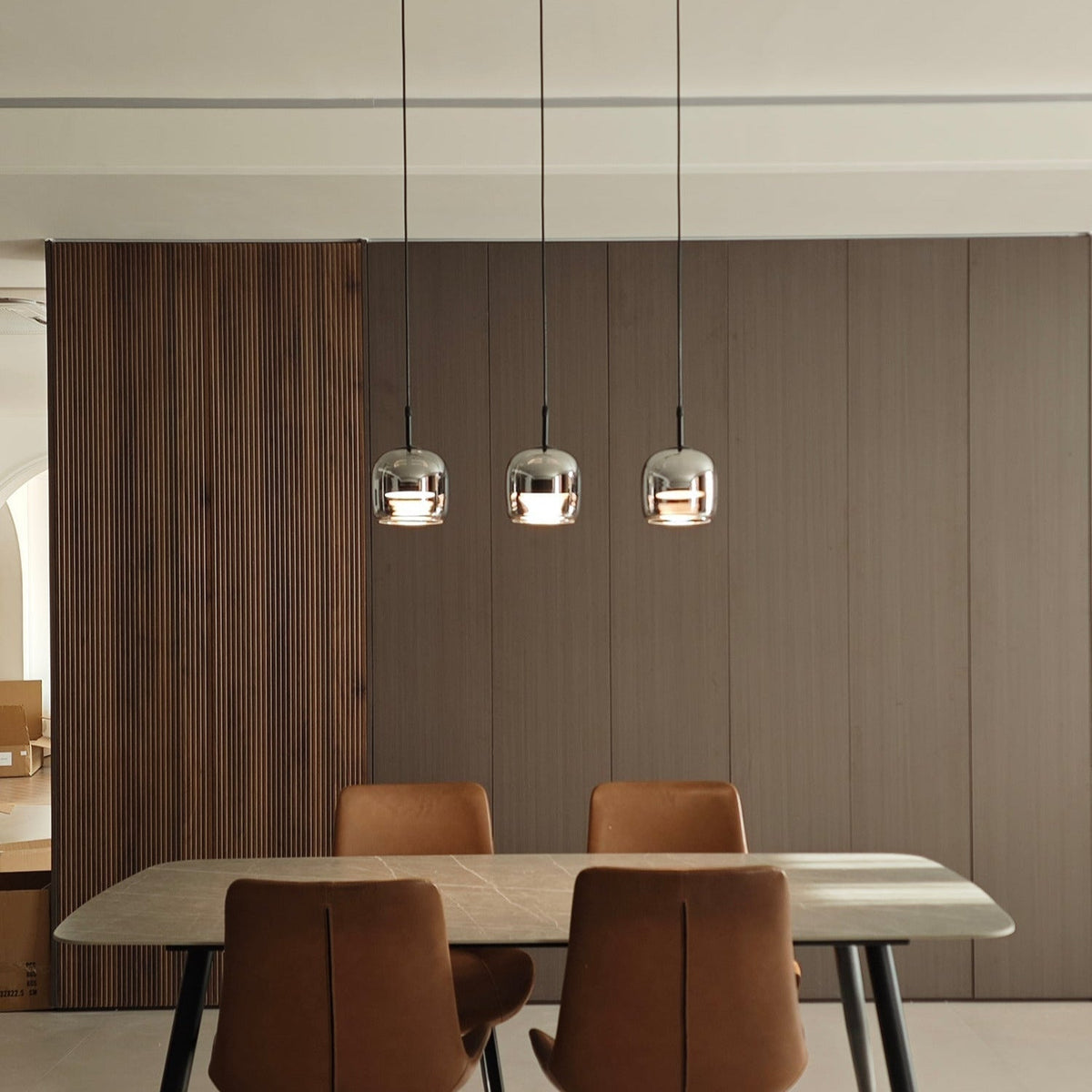 Pendant Lamp Minimalist Modern with Smoked Glass Dome Shade