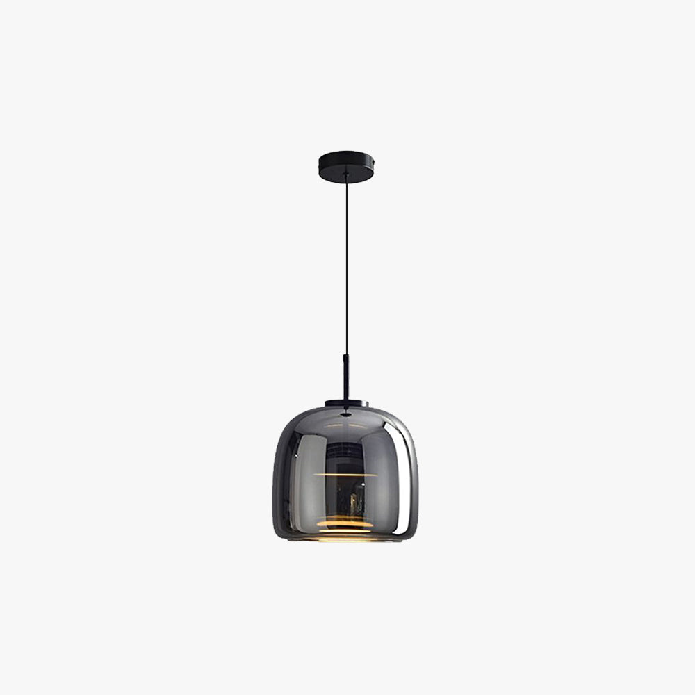 Pendant Lamp Minimalist Modern with Smoked Glass Dome Shade