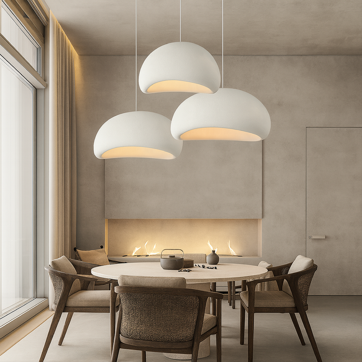 Pendant Lamp Minimalist Wabi-Sabi Dome Shape with Textured Finish