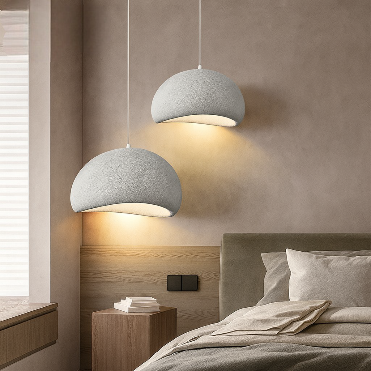 Pendant Lamp Minimalist Wabi-Sabi Dome Shape with Textured Finish