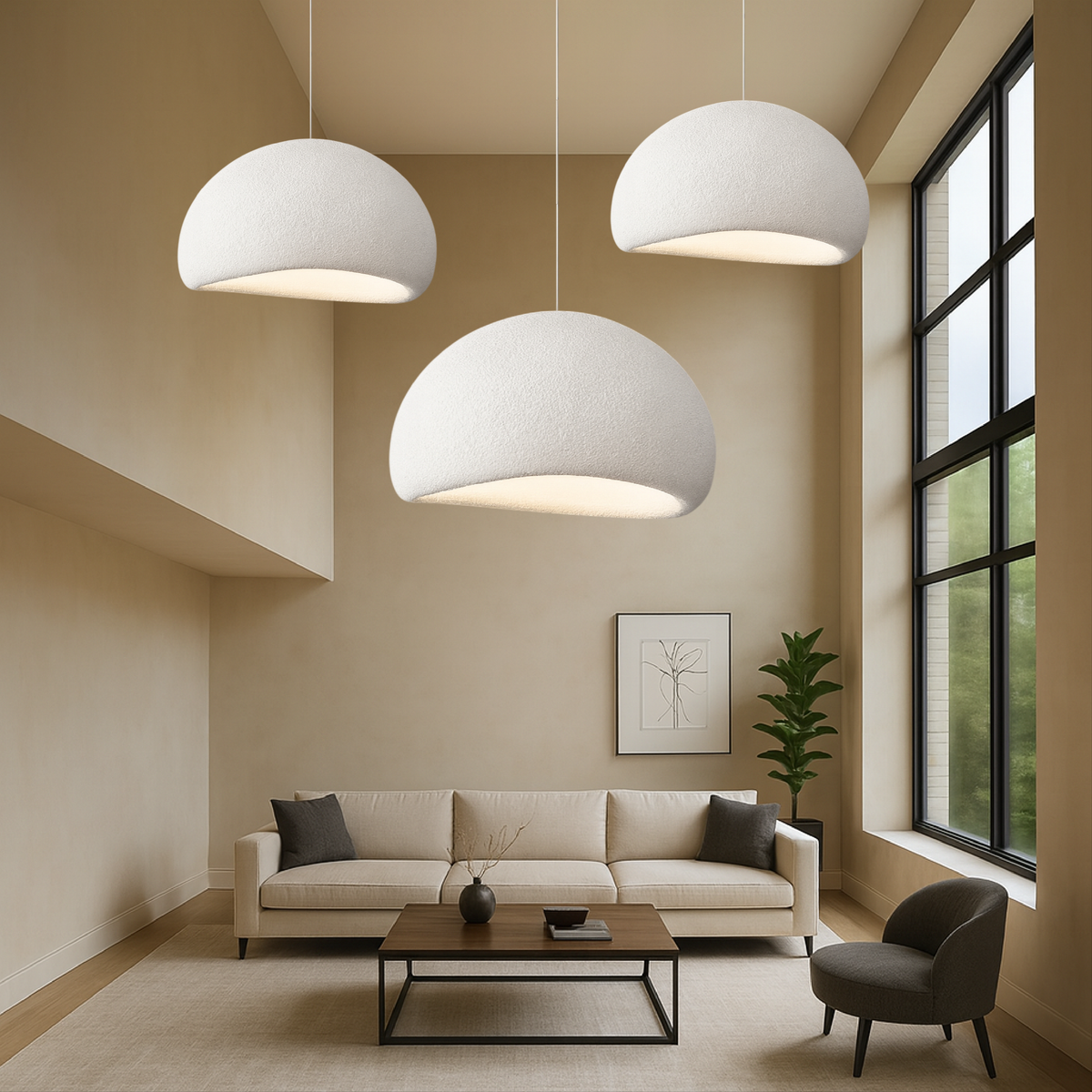Pendant Lamp Minimalist Wabi-Sabi Dome Shape with Textured Finish
