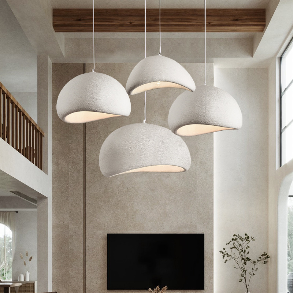 Pendant Lamp Minimalist Wabi-Sabi Dome Shape with Textured Finish