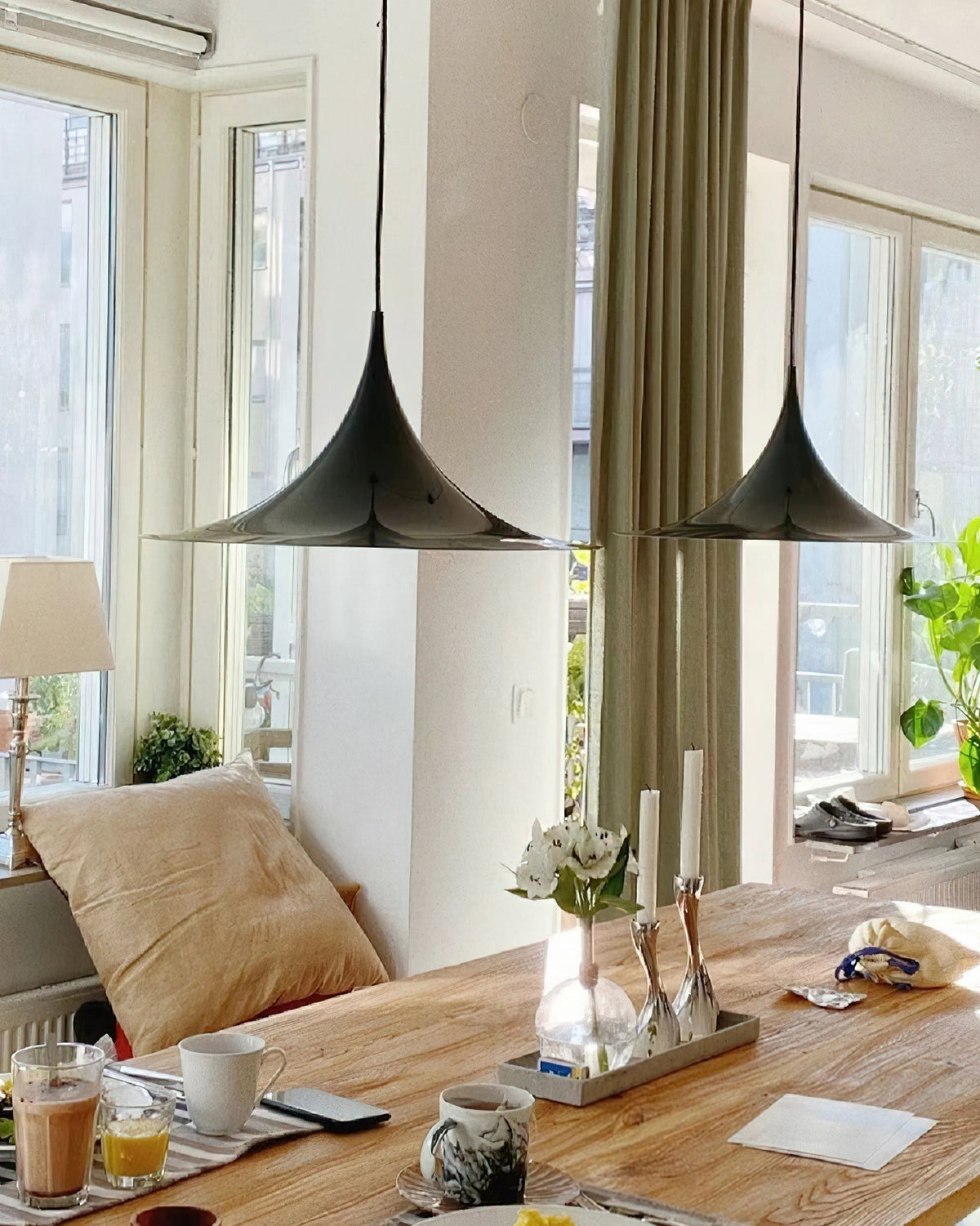 Pendant Lamp Minimalist with Flared Shade and Adjustable Cord
