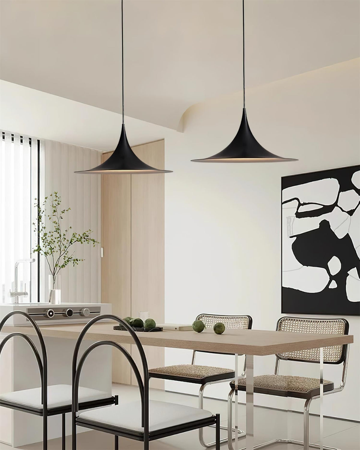 Pendant Lamp Minimalist with Flared Shade and Adjustable Cord