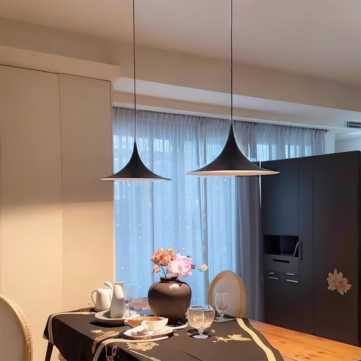 Pendant Lamp Minimalist with Flared Shade and Adjustable Cord