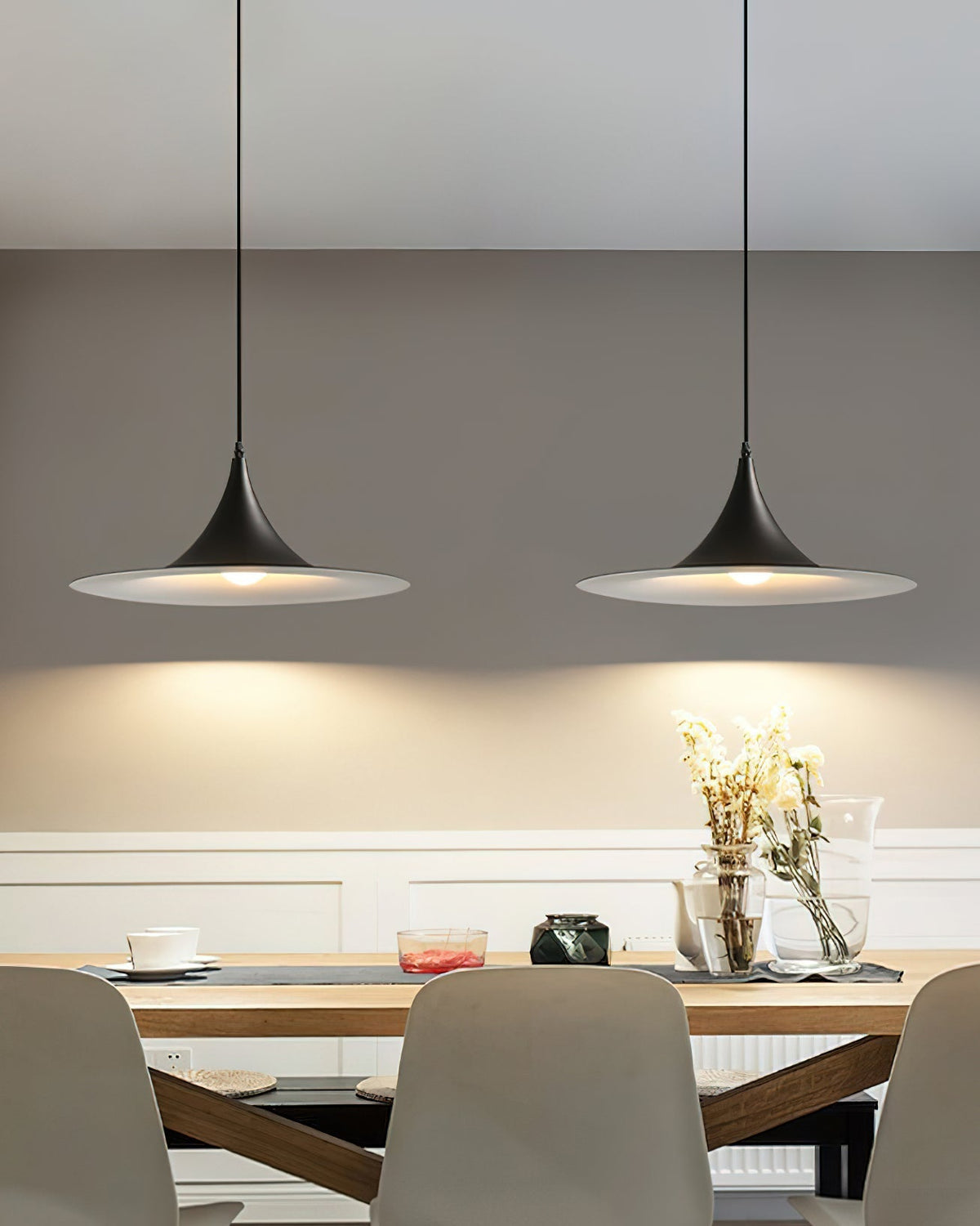 Pendant Lamp Minimalist with Flared Shade and Adjustable Cord
