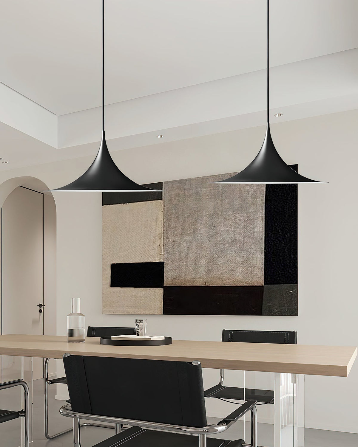 Pendant Lamp Minimalist with Flared Shade and Adjustable Cord
