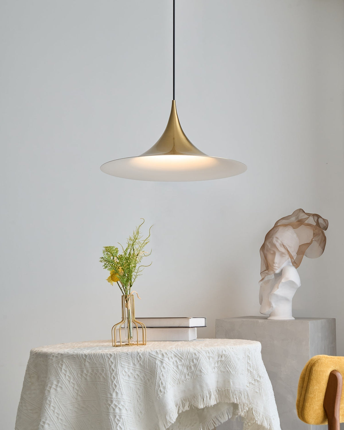 Pendant Lamp Minimalist with Flared Shade and Adjustable Cord