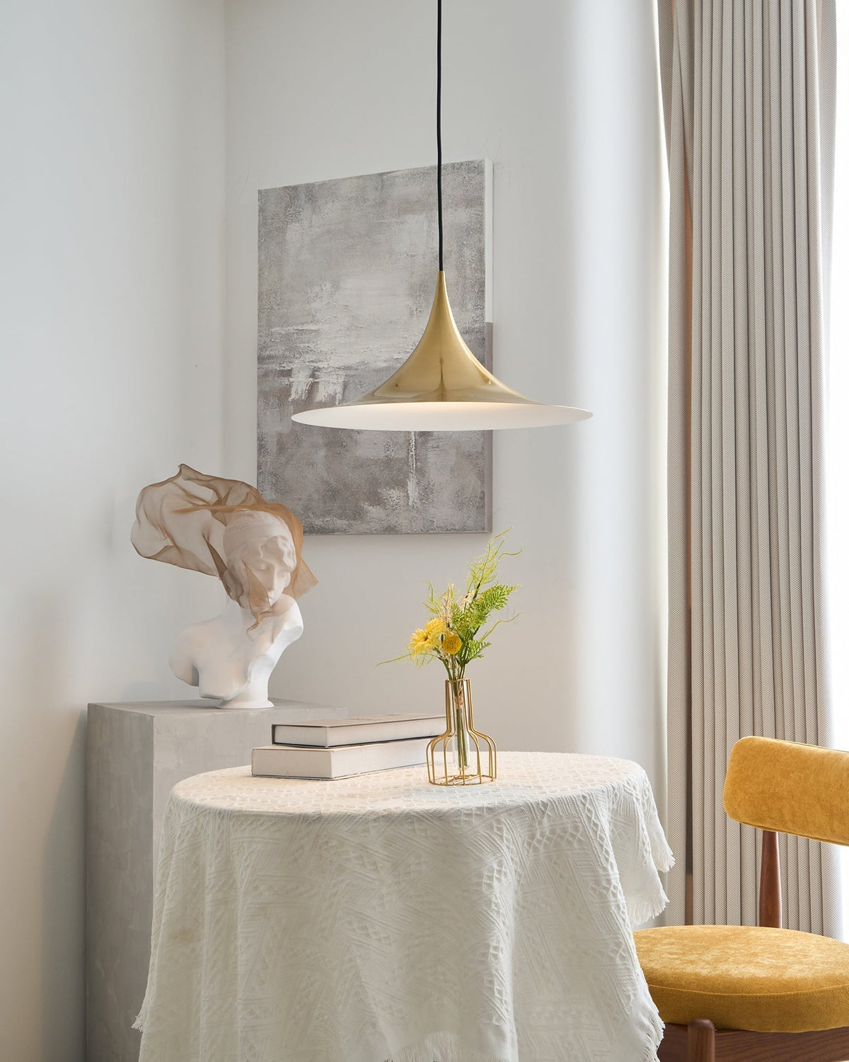 Pendant Lamp Minimalist with Flared Shade and Adjustable Cord
