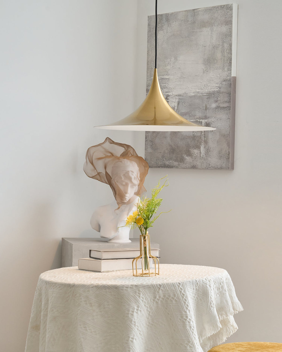 Pendant Lamp Minimalist with Flared Shade and Adjustable Cord