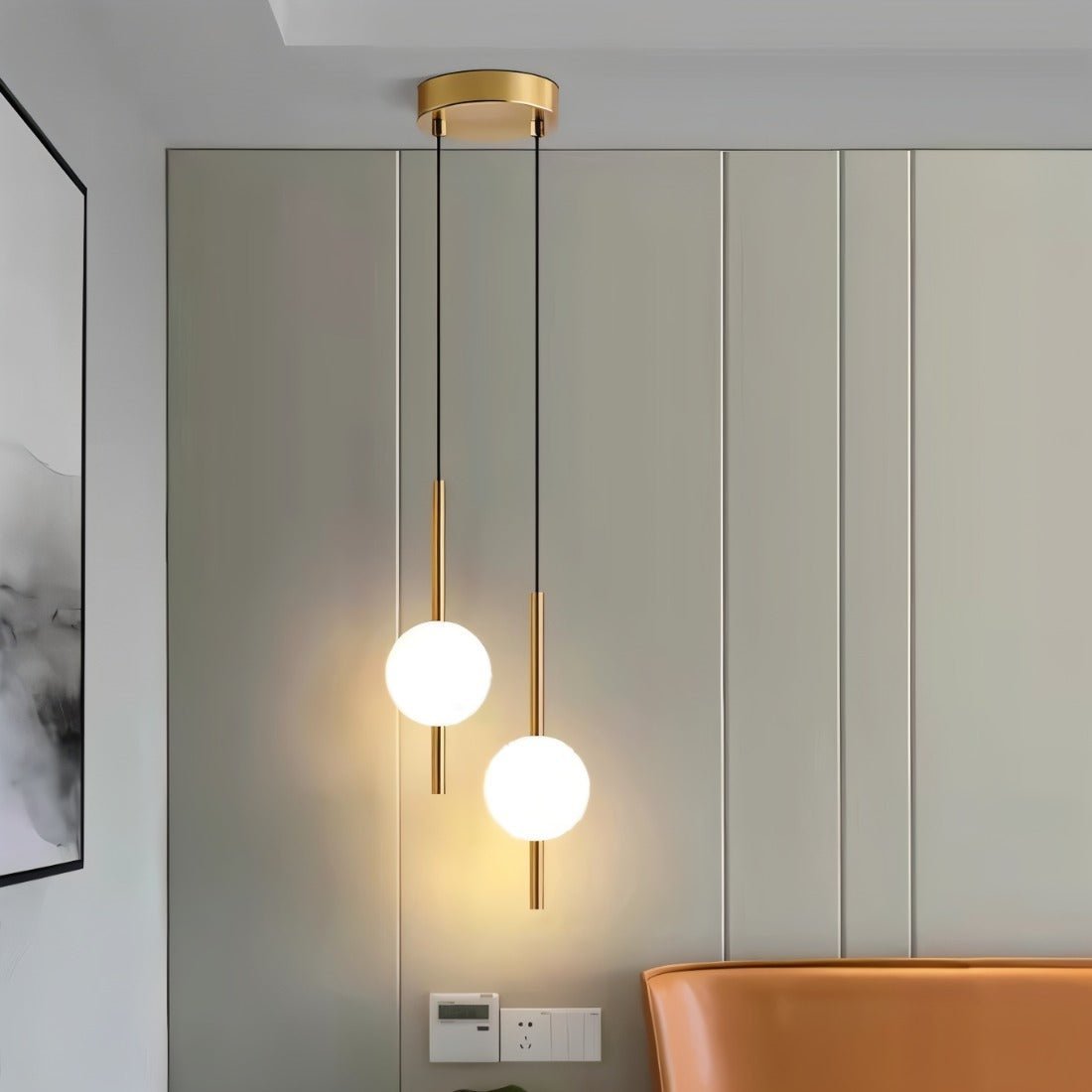 Pendant Lamp Minimalist with Globe Glass Shade and Adjustable Height