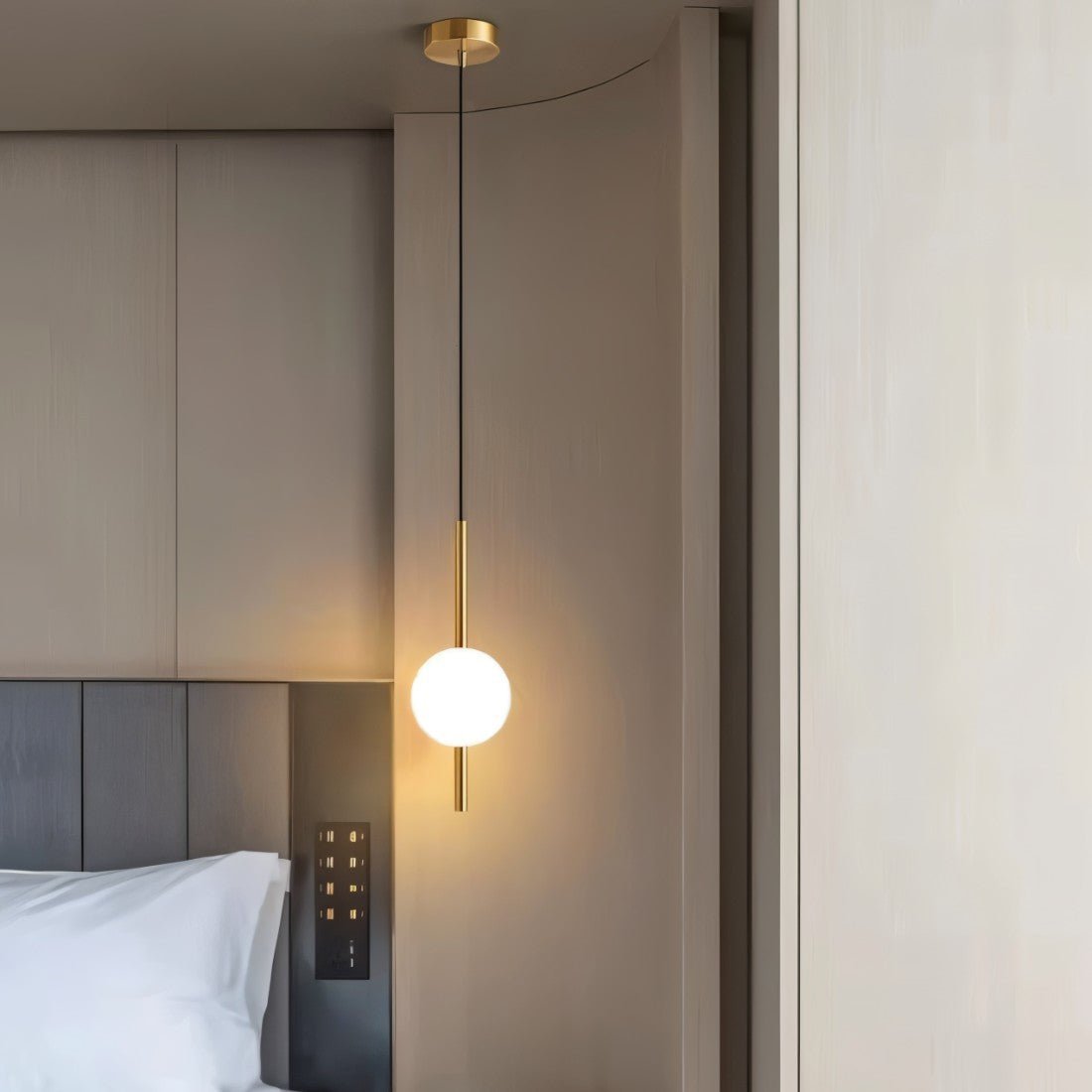 Pendant Lamp Minimalist with Globe Glass Shade and Adjustable Height