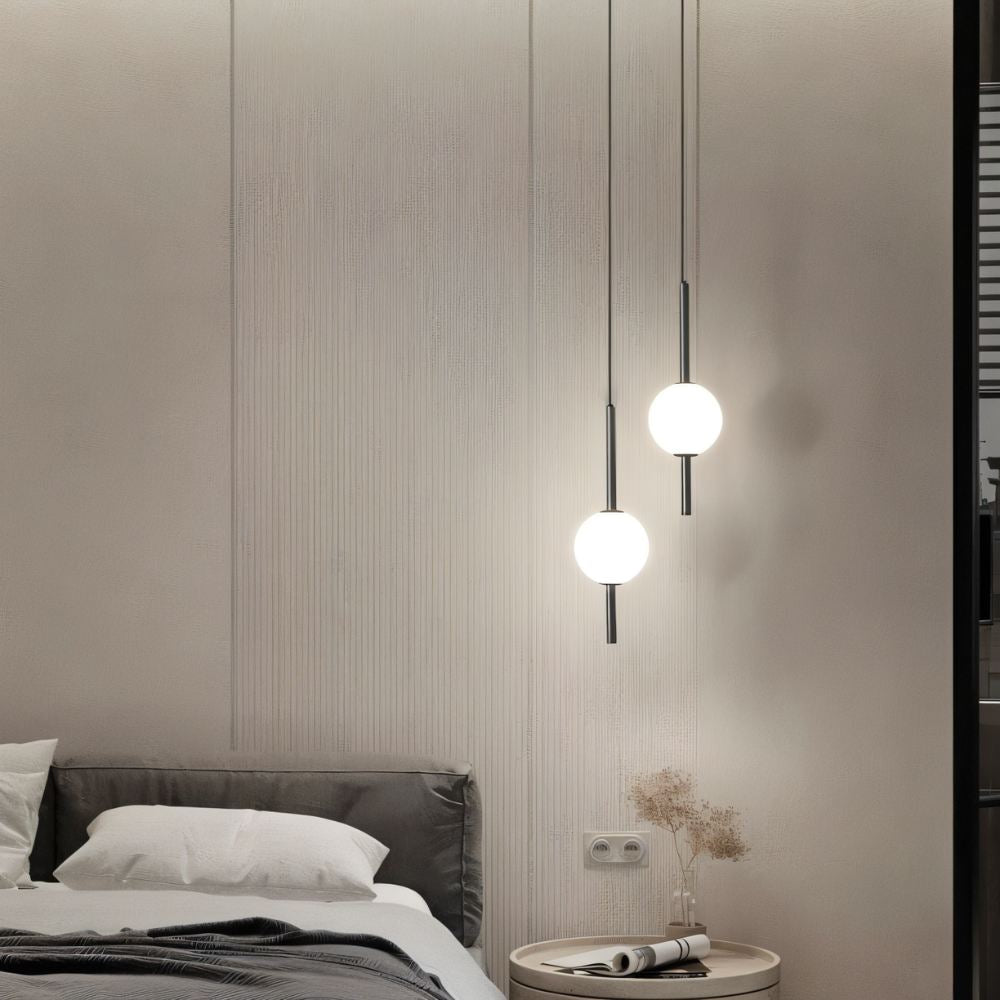 Pendant Lamp Minimalist with Globe Glass Shade and Adjustable Height