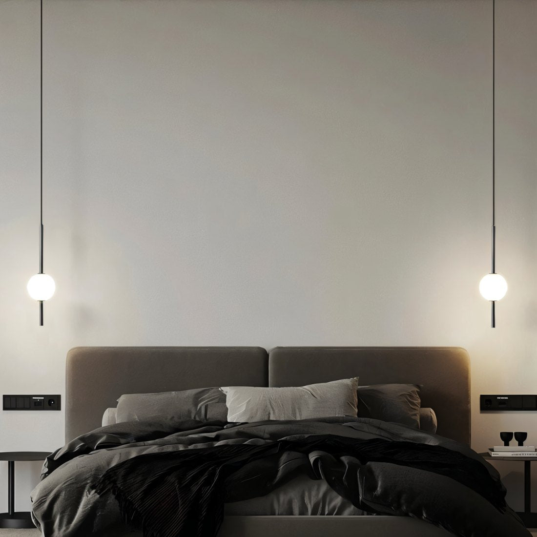Pendant Lamp Minimalist with Globe Glass Shade and Adjustable Height